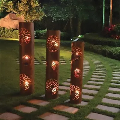 Art Corten Steel Metal Garden Lights